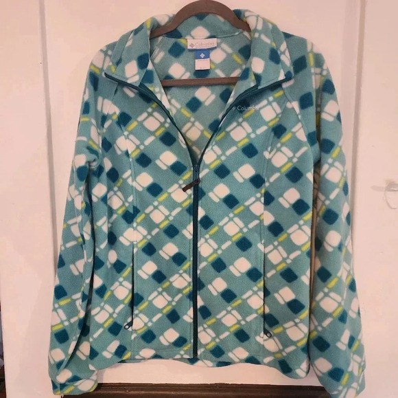 Columbia zip-up fleece size Kids 18/20 Blue And White - Picture 1 of 5